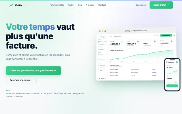 Screenshot of Bivalt — Facturation en ligne pour auto-entrepreneurs