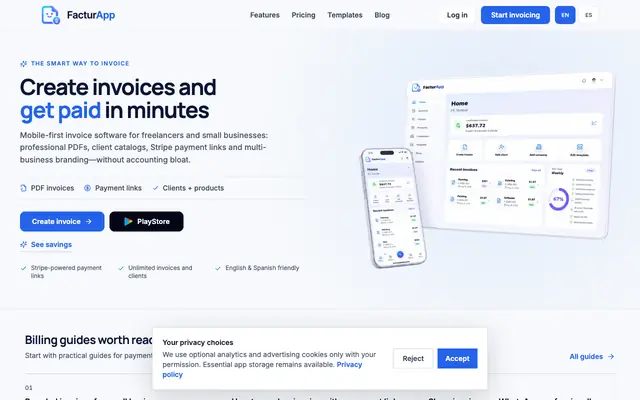 Screenshot of Invoice Software for Freelancers and Small Businesses