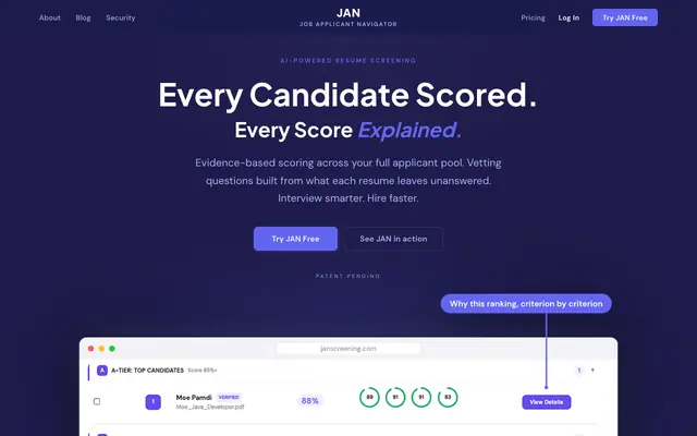 Screenshot of AI-Powered Resume Screening