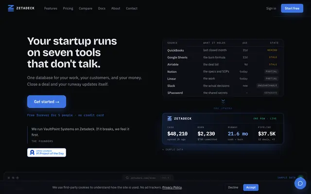 Screenshot of Zetadeck | Build the platform your business runs on · Zetadeck