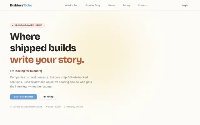 Screenshot of Builders' Echo — Where work wins the job