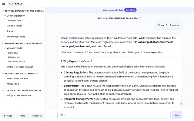 Screenshot of LLM/trail