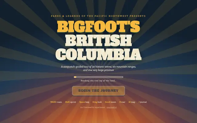 Screenshot of Bigfoot's British Columbia