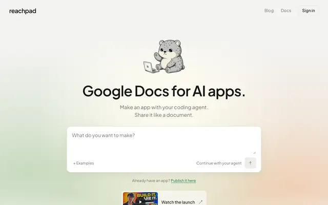 Screenshot of reachpad: infrastructure for your coding agents