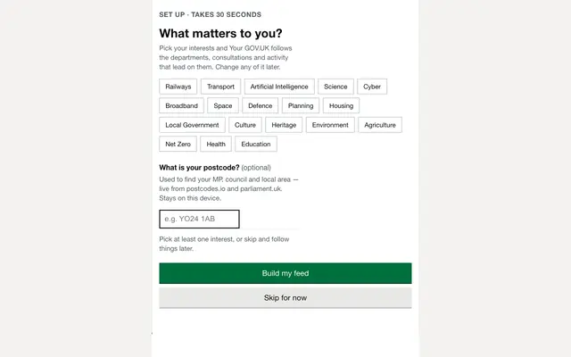 Screenshot of Your GOV.UK — demo