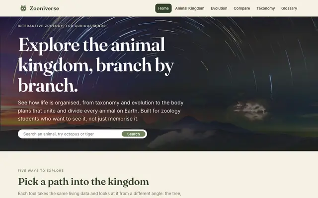 Screenshot of Zooniverse: Explore the Animal Kingdom