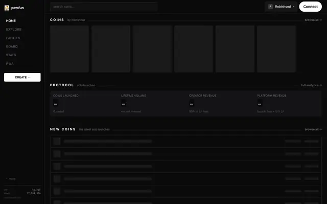 Screenshot of Pew.fun