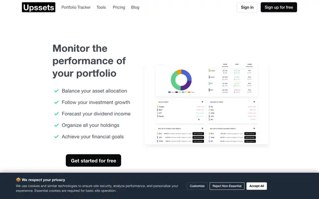Screenshot of Upssets | The Ultimate Portfolio Tracker