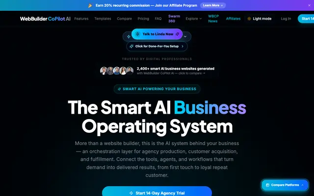 Screenshot of WebBuilder CoPilot AI — AI Website & Business OS