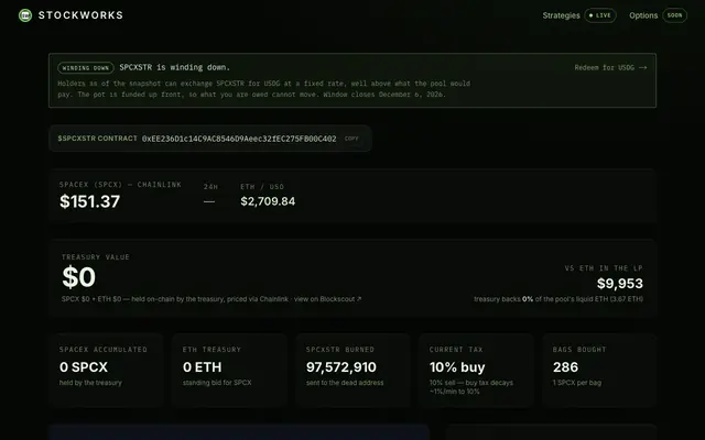 Screenshot of StockWorks — SPCXSTR