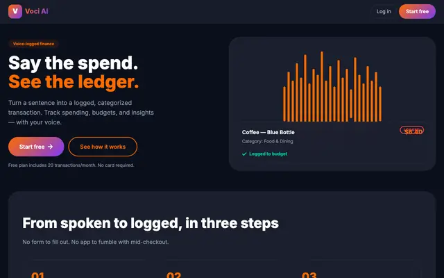 Screenshot of VOCI AI - Voice-Powered Financial Intelligence