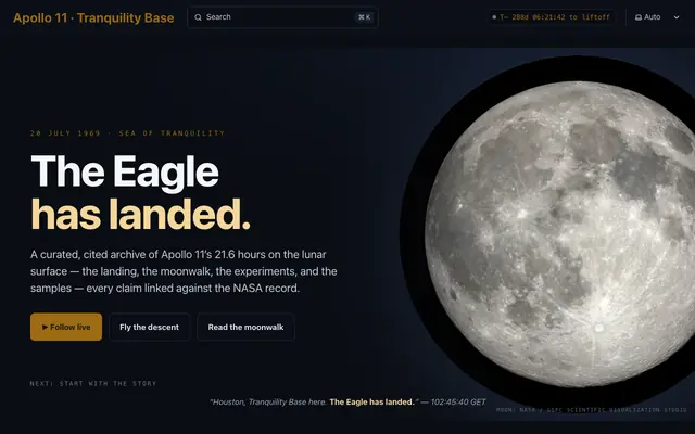 Screenshot of Apollo 11 — Tranquility Base