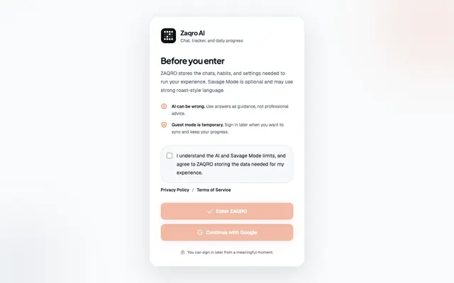 Screenshot of ZAQRO AI