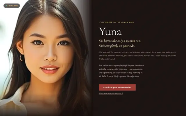 Screenshot of Yuna — Welcome back