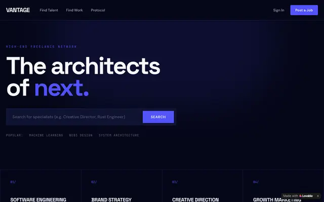 Screenshot of PITCHBOOK INC — Hire the world's elite digital craftsmen
