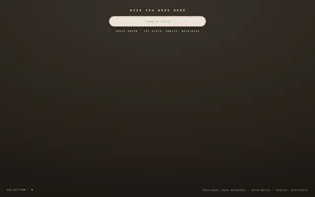 Screenshot of wish you were here