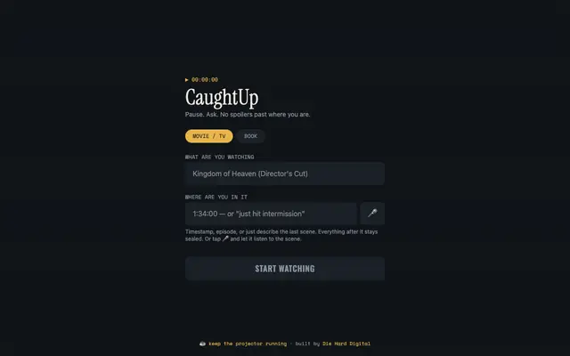 Screenshot of CaughtUp