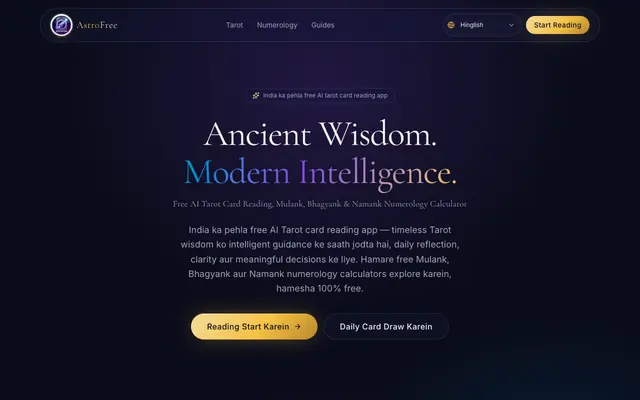 Screenshot of AstroFree — India's First Free AI Tarot Card Reading App