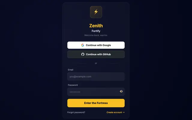 Screenshot of Zenith Fortify