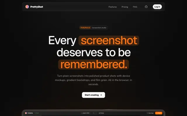 Screenshot of PrettyShot | Every screenshot deserves to be remembered