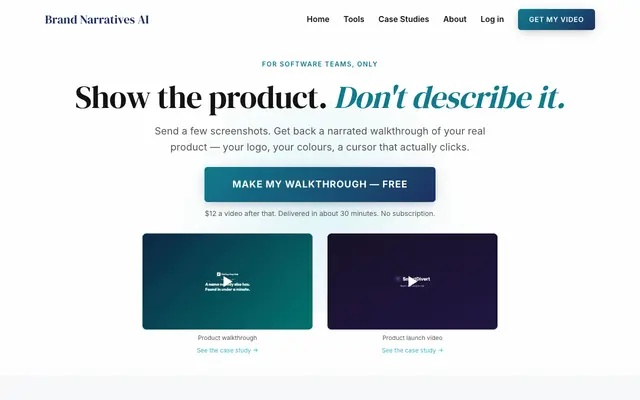 Screenshot of Explainer Video Maker for SaaS & Startups | BrandNarrativesAI