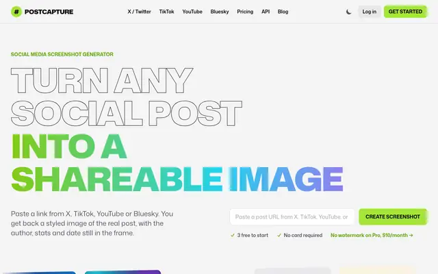 Screenshot of PostCapture — Social Media Screenshot Generator for X, TikTok, YouTube & Bluesky
