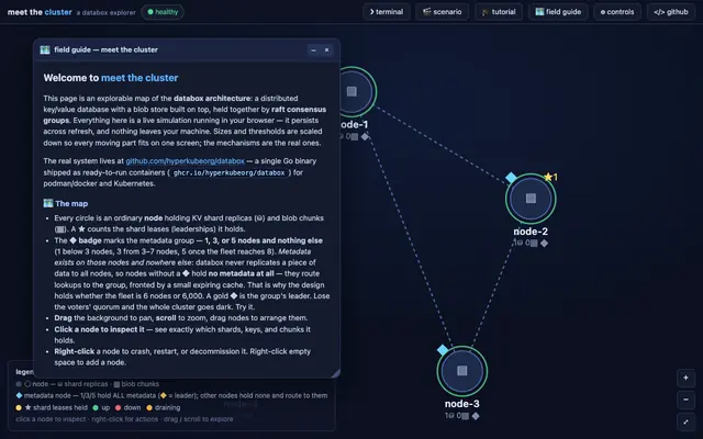 Screenshot of meet the cluster — a databox explorer