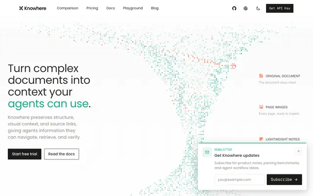 Screenshot of Knowhere API - Transform Documents into Structured Data