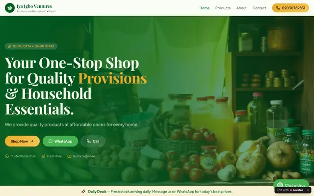 Screenshot of Iya Igbo Ventures — Provisions & Household Essentials in Idimu Otta