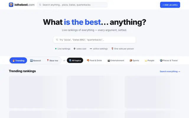 Screenshot of What is the best… anything? · isthebest.com