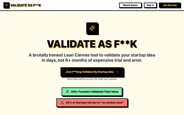 Screenshot of Just F**king Validate Your Startup Idea