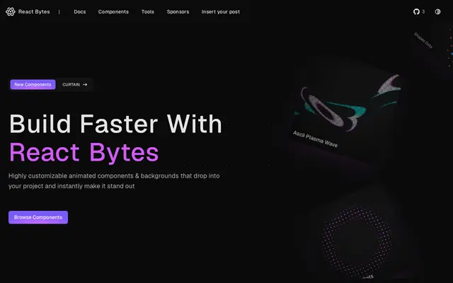 Screenshot of React Bytes - Free Animated React Components