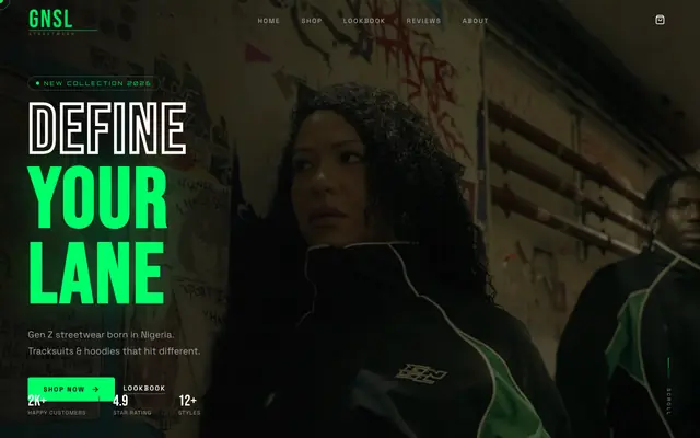 Screenshot of GNSL — Gen Z Streetwear