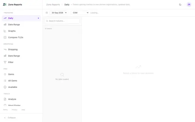Screenshot of Zone Reports | Recently Registered Domain Reports