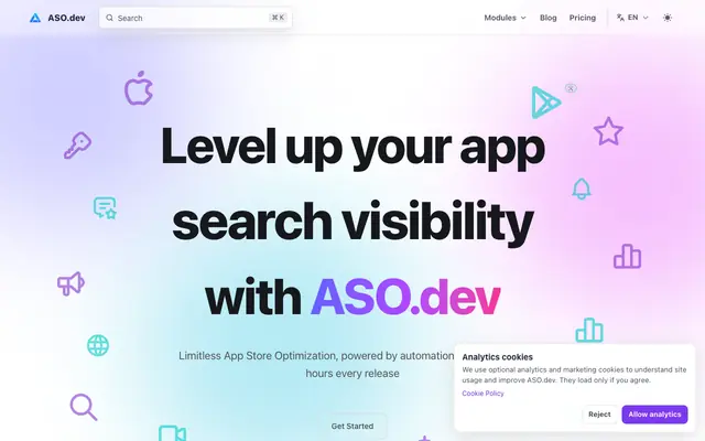 Screenshot of ASO.dev: The Ultimate App Store Optimization Tool for iOS