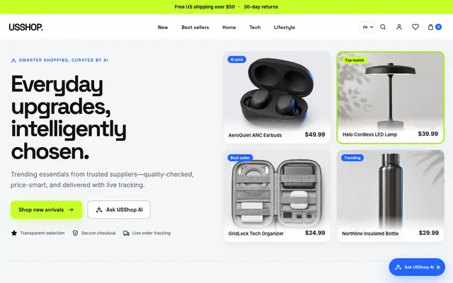Screenshot of USShop — Everyday upgrades, intelligently chosen