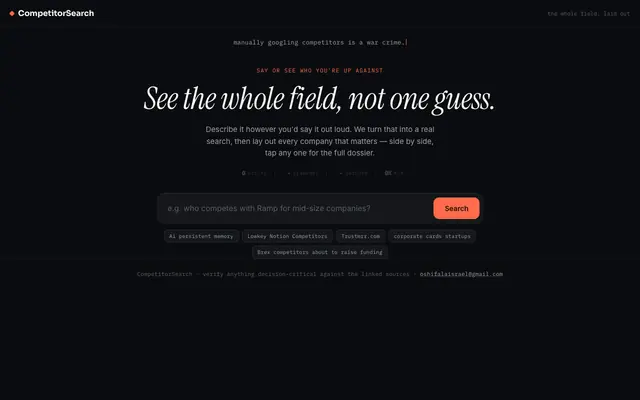 Screenshot of CompetitorSearch — See the whole field