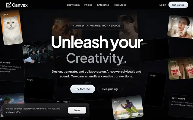 Screenshot of CanvexAI | AI Visual creation board for films, content creation, and creative st