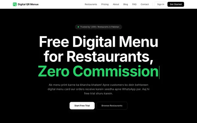 Screenshot of Digital QR Menu for Restaurants in Pakistan | Free QR Code Menu & WhatsApp Order