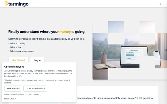 Screenshot of Starmingo | Budgeting and Subscription Tracking