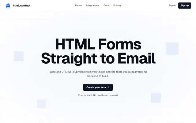 Screenshot of html.contact | Email for forms. No backend needed.