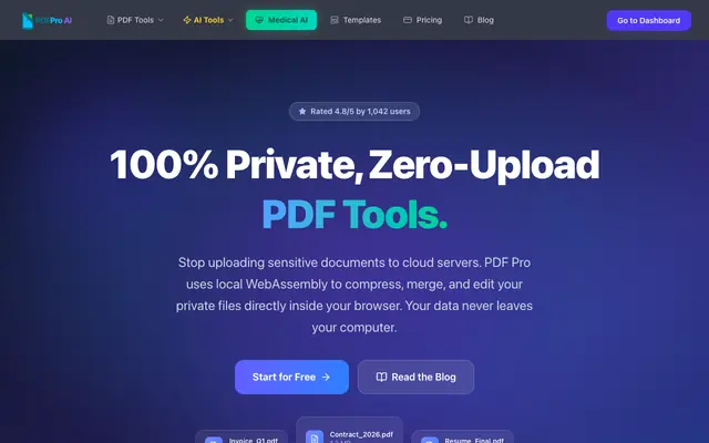 Screenshot of PDF Pro — Free PDF Tools for India | Privacy-First, No Cloud Uploads