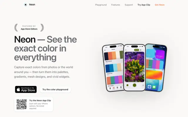 Screenshot of Neon: Color Picker & Palette — Camera Capture, Mesh, Widgets