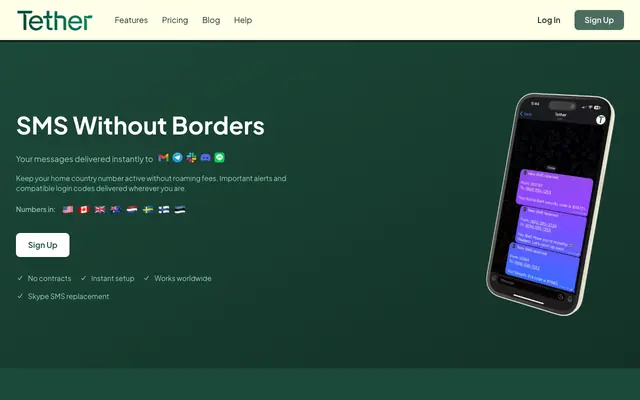 Screenshot of SMS Without Borders - Tether | Forward SMS to Your Favorite Apps