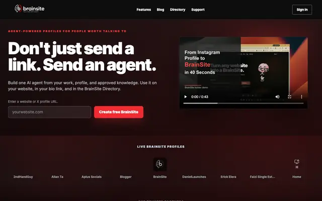 Screenshot of BrainSite | Your Website Finally Talks Back
