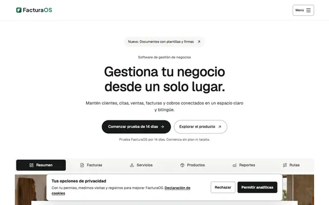 Screenshot of Facturación y operaciones para negocios de servicios