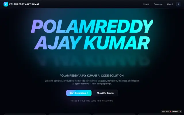 Screenshot of POLAMREDDY AJAY KUMAR — AI Code Solution