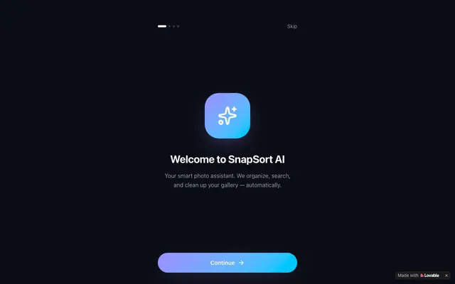 Screenshot of SnapSort AI — Organize your photos in minutes