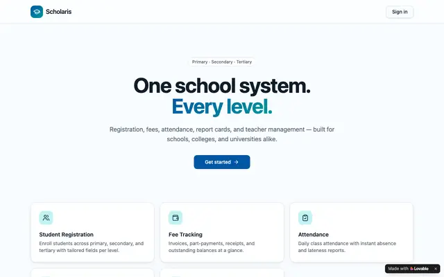 Screenshot of Scholaris — School Management for Every Level