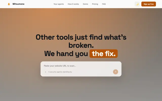Screenshot of AI Web Security Scanner — Find Vulnerabilities & Get the Fix — Mitsumono